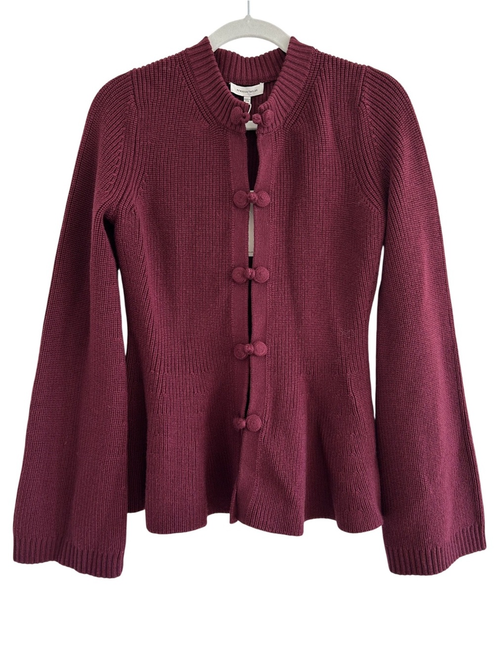 Rebecca Taylor Rhea Plum Knit Peplum Cardigan NEW